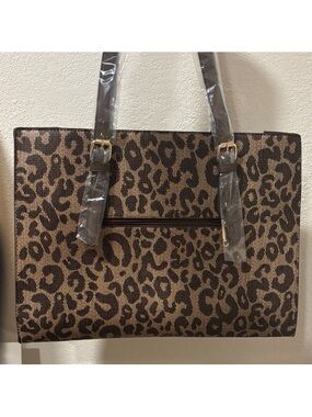 Leopard Print Tote Bag - Brown